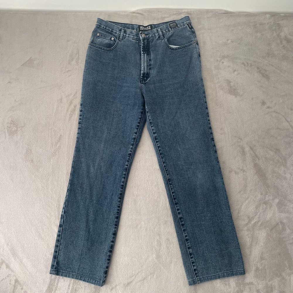 Versace Jeans Men 32x29 Blue Stone Wash Couture Designer Italy Made‎ Vintage